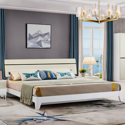 लकड़ी का किंग साइज बेडरूम फर्नीचर सेट स्टोरेज के साथ न्यूनतम आरामदायक उच्च गुणवत्ता मास्टर सुइट लक्जरी आधुनिक