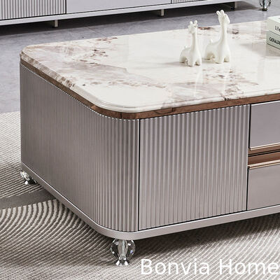 आधुनिक लक्जरी लकड़ी के लिविंग रूम केंद्र कॉफी टेबल घर फर्नीचर बड़े भंडारण संगमरमर स्लेट टीवी स्टैंड और कॉफी टेबल सेट