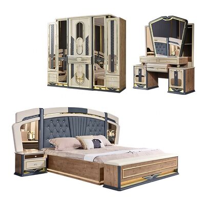 Chambre a Coucher Complete De Luxe बेडरूम सेट किंग साइज बेड होम रूम डबल वुडन फ्रेम आधुनिक लक्जरी बेडरूम फर्नीचर सेट