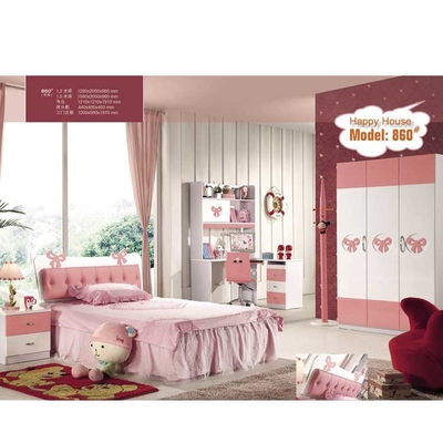 विला सॉलिड वुड पिंक किड्स बेडरूम फर्नीचर OEM ODM