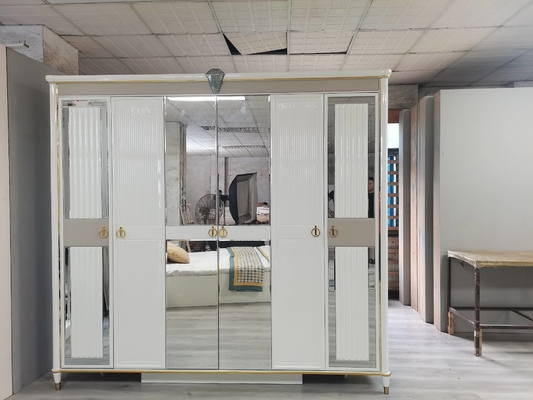 एमडीएफ ग्लास बेडरूम फर्नीचर अलमारी बिस्तर साइड टेबल ड्रेसिंग टेबल पूर्ण सेट सेट करता है