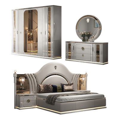 High Quality Modern Luxury Bedroom Sets Furniture Leather Double Bed Room Home Wooden Frame Full king Size Bedroom Furniture Set