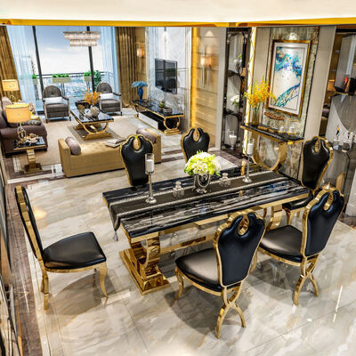 यूरोपीय शैली रॉयल लक्जरी लकड़ी का भोजन टेबल तुर्की रॉयल शैली धातु लक्जरी भोजन टेबल और कुर्सियाँ सेट 6 सीटर फर्निचर 8 सीटर कुर्सियाँ होम फर्नीचर भोजन कक्ष बड़ा क्लासिक लकड़ी का भोजन टेबल