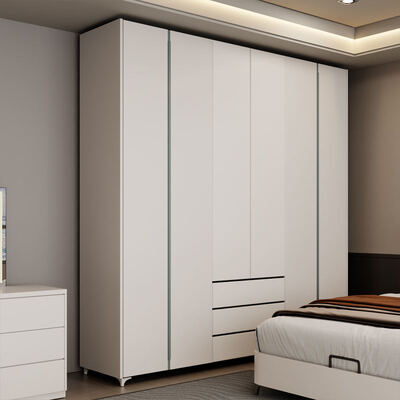 स्टोरेज के साथ प्रीमियम किंग साइज लकड़ी के बेडरूम सेट, पूर्ण लक्जरी आधुनिक बेडरूम के लिए एक आरामदायक न्यूनतम वातावरण प्रदान करता है