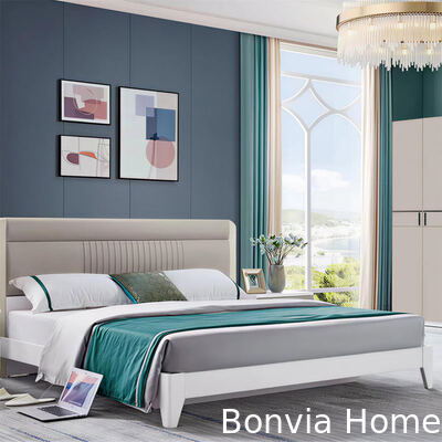 लकड़ी का बेडरूम सेट किंग साइज स्टोरेज न्यूनतम आरामदायक उच्च गुणवत्ता आधुनिक लक्जरी फर्नीचर बेडरूम