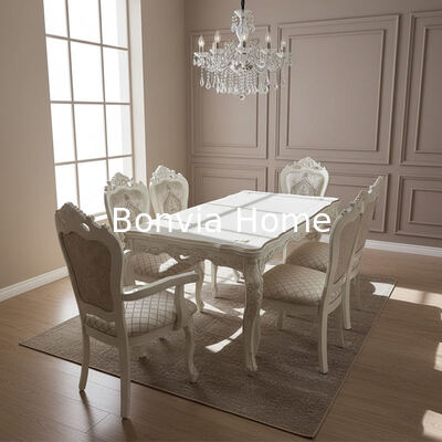 European Style Solid Wood 8 Seater Dining Table Set Chairs Dining Room Furniture Classic Wooden Luxury Dining Table Sets for 8