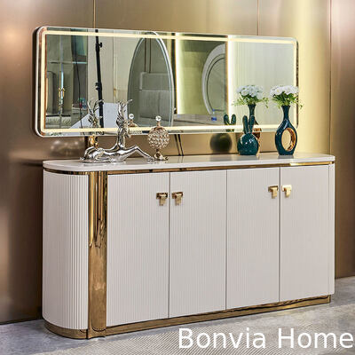 आधुनिक सफेद लकड़ी के लक्जरी डाइनिंग रूम सेट 6 सीटर पूर्ण घरेलू फर्नीचर भंडारण बड़ी लकड़ी की डाइनिंग टेबल और कुर्सियाँ सेट