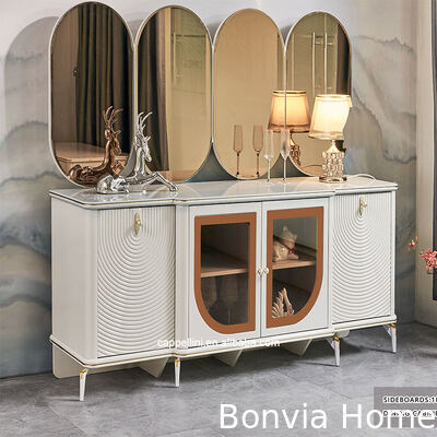 सुरुचिपूर्ण लक्जरी डाइनिंग टेबल और कुर्सियाँ सेट 6 सीटर फर्नीचर होम स्टोरेज व्हाइट कंप्लीट मॉडर्न लार्ज वुडन डाइनिंग रूम सेट