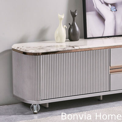 आधुनिक डिजाइन लक्जरी लकड़ी का टीवी स्टैंड होम फर्नीचर दराज भंडारण संगमरमर स्लेट शीर्ष बड़े लंबे लकड़ी के कमरे में रहने वाले टीवी कैबिनेट