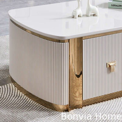 आधुनिक लक्जरी लकड़ी का टीवी स्टैंड और कॉफी टेबल सेट फर्नीचर बड़ी स्टोरेज होम व्हाइट सेंटर वुड लिविंग रूम कॉफी टेबल