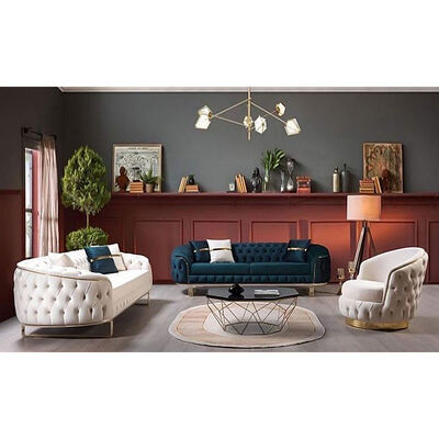 अमेरिकन डिजाइन मॉड्यूलर लेदर सोफा सेट फर्नीचर 3 2 1 सीट सेक्शनल आधुनिक लक्जरी मखमल कपड़े चेस्टरफील्ड सोफा