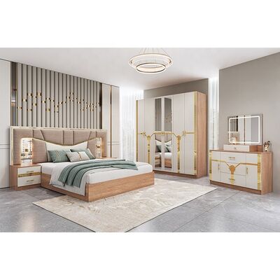 Meuble De Chambre आधुनिक बेडरूम फर्नीचर सेट राजा आकार बिस्तर लकड़ी का फ्रेम लक्जरी घर पूर्ण तुर्की फर्नीचर बेडरूम सेट