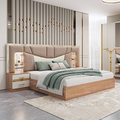 Meuble De Chambre आधुनिक बेडरूम फर्नीचर सेट राजा आकार बिस्तर लकड़ी का फ्रेम लक्जरी घर पूर्ण तुर्की फर्नीचर बेडरूम सेट