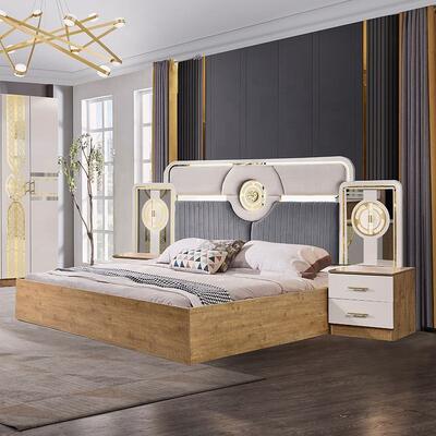 Chambre a Coucher Complete Turkish Bedroom Sets Cheap Wholesale Master Room king Size Bed लकड़ी का आधुनिक बेडरूम फर्नीचर सेट अभी तक कोई समीक्षा नहीं