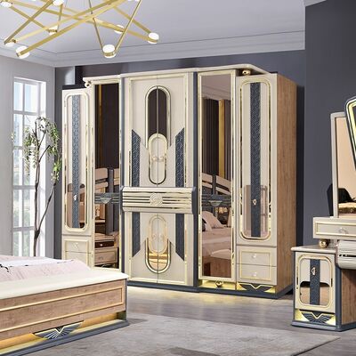 Chambre a Coucher Complete De Luxe बेडरूम सेट किंग साइज बेड होम रूम डबल वुडन फ्रेम आधुनिक लक्जरी बेडरूम फर्नीचर सेट