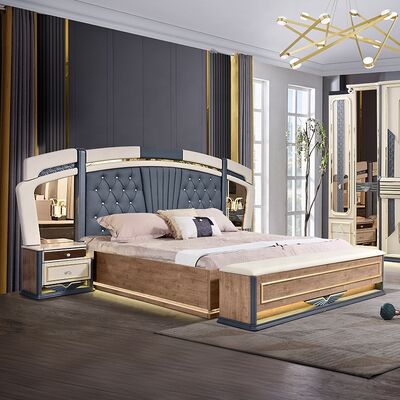 Chambre a Coucher Complete De Luxe बेडरूम सेट किंग साइज बेड होम रूम डबल वुडन फ्रेम आधुनिक लक्जरी बेडरूम फर्नीचर सेट