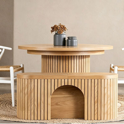 Nordic Modern Extendable Dining Table Foldable Top Wooden Dining Room Furniture Minimalist Solid Wood Folding Dining Table Set