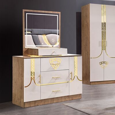 Ensemble Lit Armoire Et Coiffeuse तुर्की फर्नीचर बेडरूम सेट लक्जरी राजा आकार बेडरूम लकड़ी आधुनिक बेडरूम फर्नीचर सेट