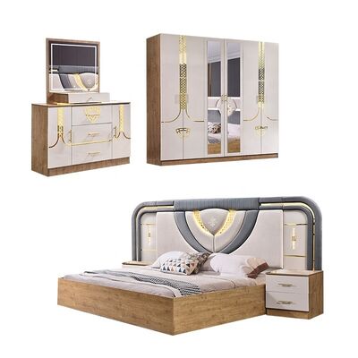 Ensemble Lit Armoire Et Coiffeuse तुर्की फर्नीचर बेडरूम सेट लक्जरी राजा आकार बेडरूम लकड़ी आधुनिक बेडरूम फर्नीचर सेट